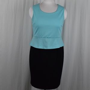 Cato Peplum Turquoise and Black Sleeveless Size 12 Dress